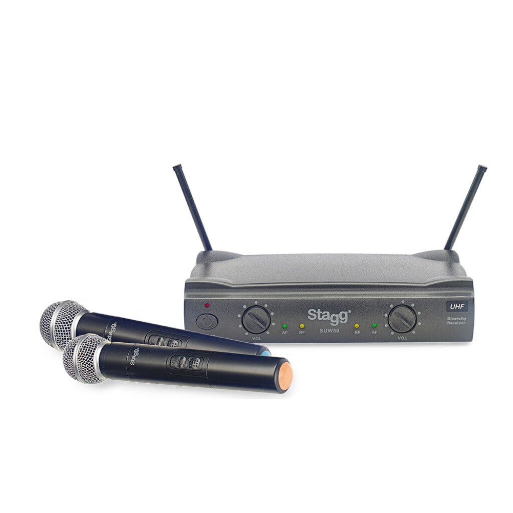 Stagg SUW 50 MM FH EU - system bezprzewodowy UHF, 2 mikrofony ręczne