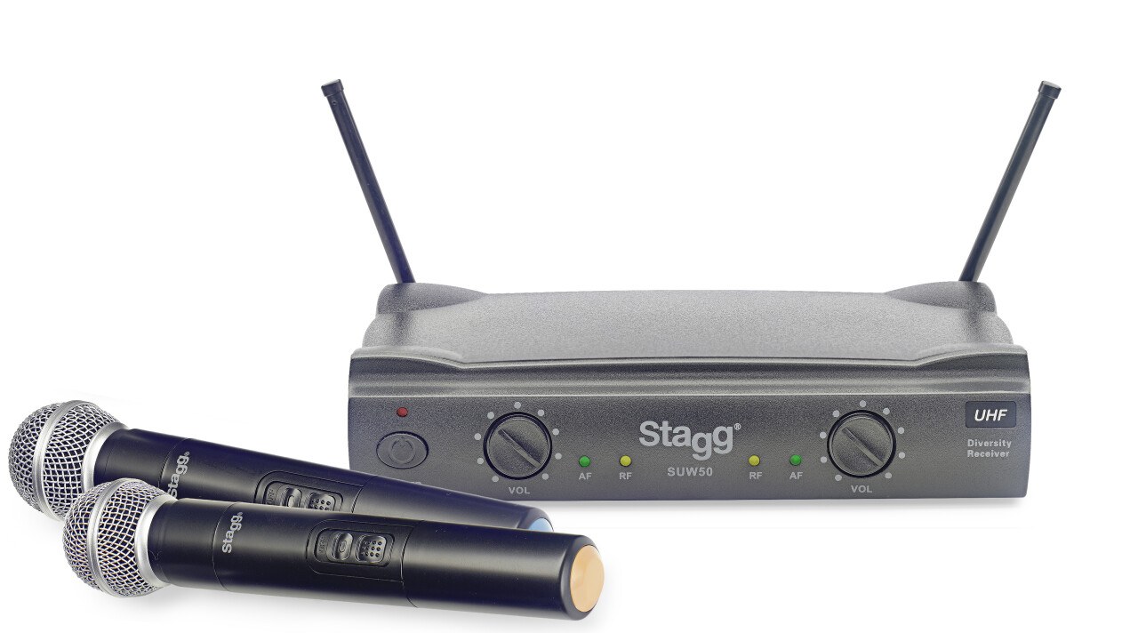 Stagg SUW 50 MM FH EU - system bezprzewodowy UHF, 2 mikrofony ręczne