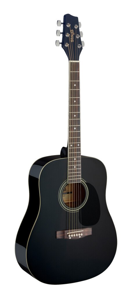 Stagg SA20D BLK - czarna gitara akustyczna dreadnought, korpus z lipy