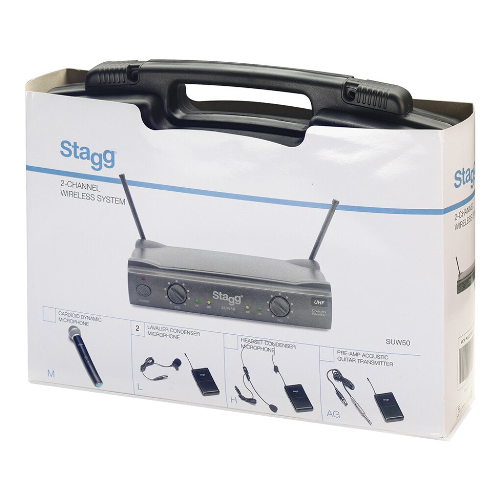 Stagg SUW 50 HH EG EU - system bezprzewodowy UHF, 2 mikrofony nagłowne