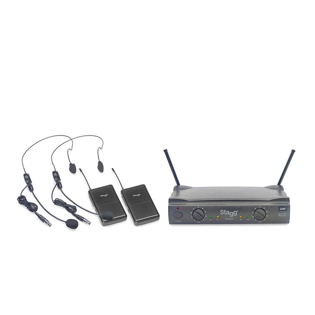 Stagg SUW 50 HH FH EU - system bezprzewodowy UHF, 2 mikrofony nagłowne