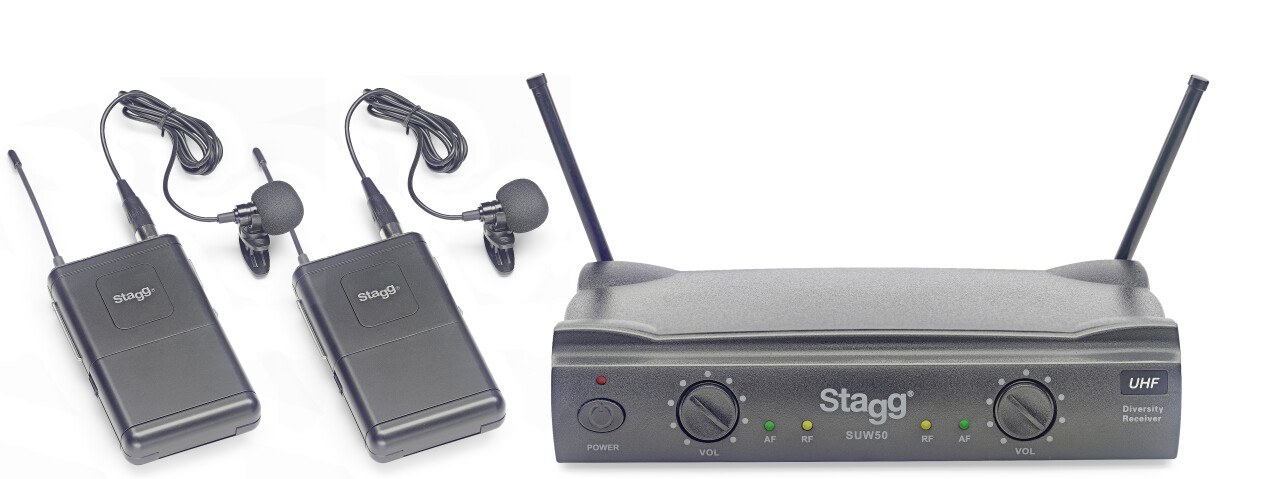 Stagg SUW 50 LL EG EU - system bezprzewodowy UHF, 2 mikrofony krawatowe