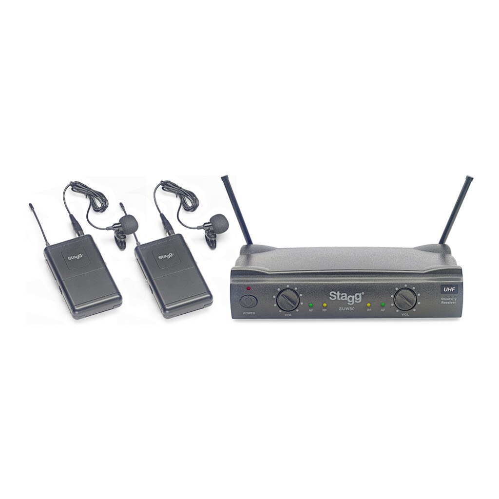 Stagg SUW 50 LL EG EU - system bezprzewodowy UHF, 2 mikrofony krawatowe