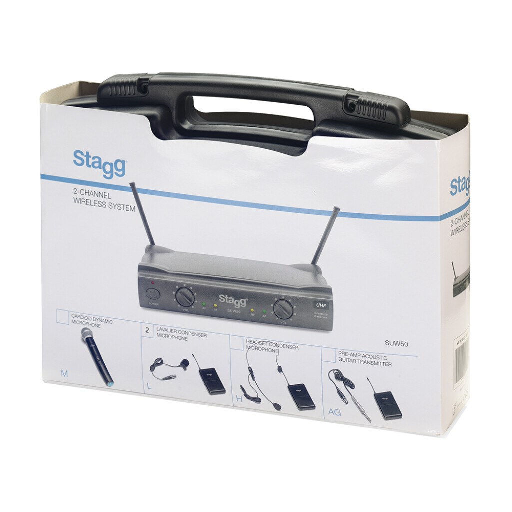 Stagg SUW 50 LL FH EU - system bezprzewodowy UHF, 2 mikrofony krawatowe