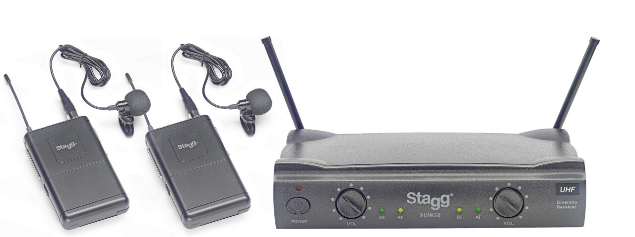 Stagg SUW 50 LL FH EU - system bezprzewodowy UHF, 2 mikrofony krawatowe