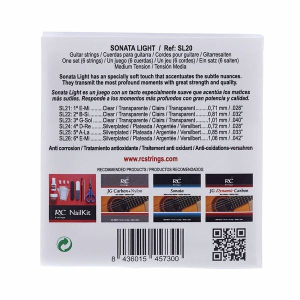 RC Strings SL20 Sonata Light - struny do gitary klasycznej, naciąg średni