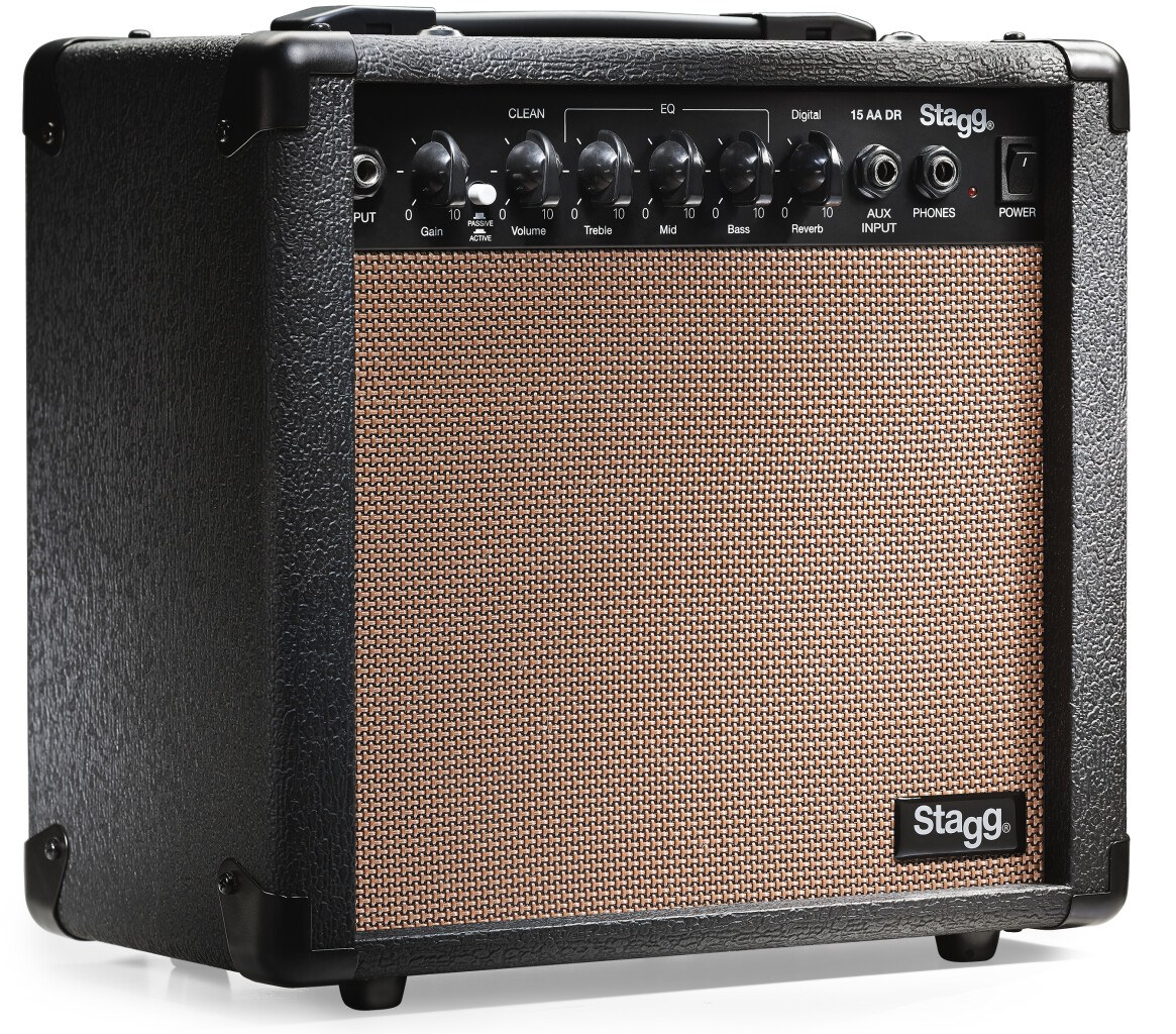 Stagg 15 AA DR EU - combo do gitary akustycznej 15 W RMS z pogłosem