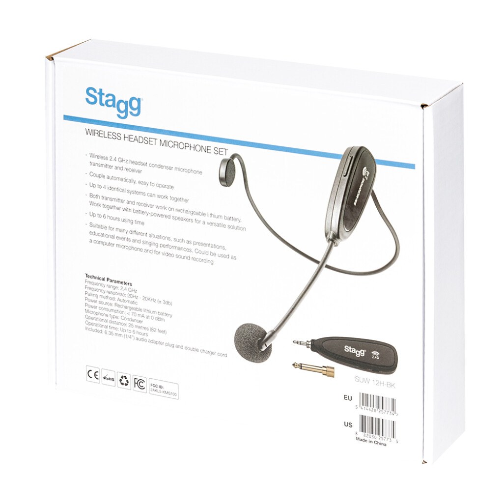 Stagg SUW 12H-BK - nagłowny system mikrofonowy 2,4 GHz, czarny