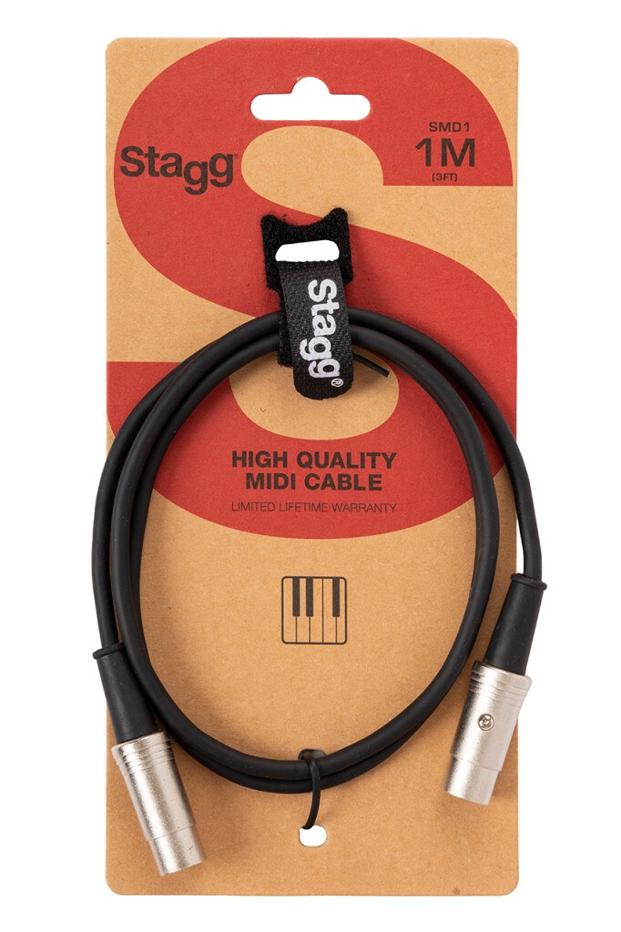 Stagg SMD1 - kabel MIDI DIN 5-pin, dwa wtyki męskie, 1 m
