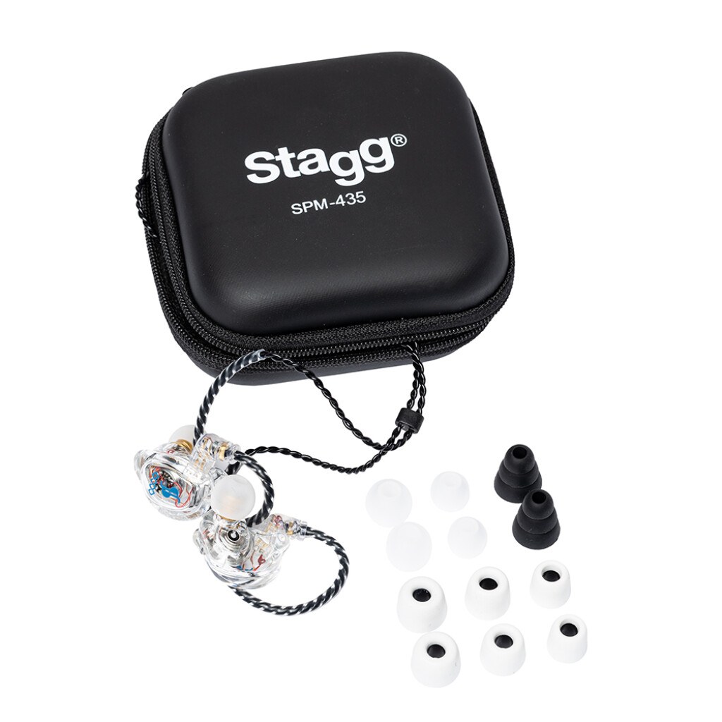 Stagg SPM-435 TR - hybrydowe słuchawki douszne, 4 przetworniki, przezroczyste