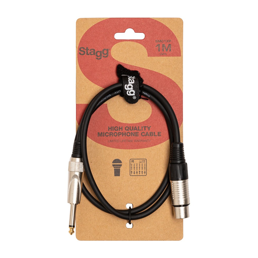 Stagg SMC1XP - kabel mikrofonowy XLR żeński / jack mono męski, 1 m