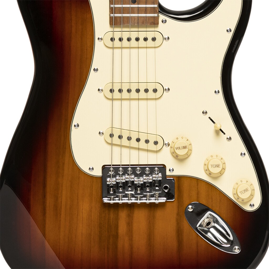 Stagg SES-55 SNB - gitara elektryczna w kolorze sunburst SSS, przetworniki Alnico