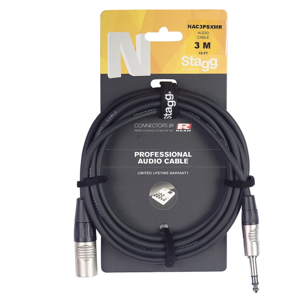 Stagg NAC10PSXMR - symetryczny kabel jack TRS - XLR męski REAN, 10 m