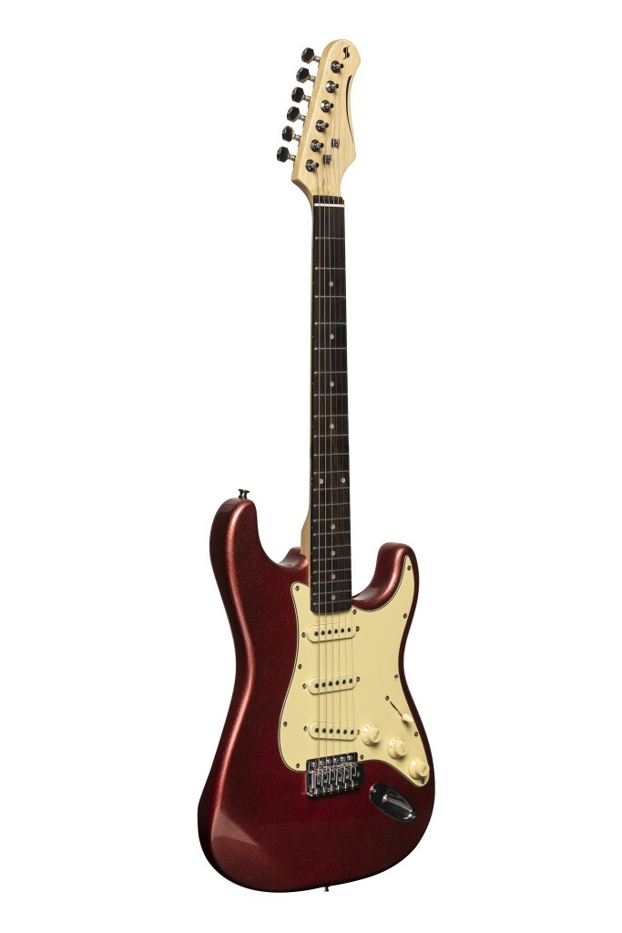 Stagg SES-30 CAR - gitara elektryczna SSS, paulownia, 21 progów, czerwona