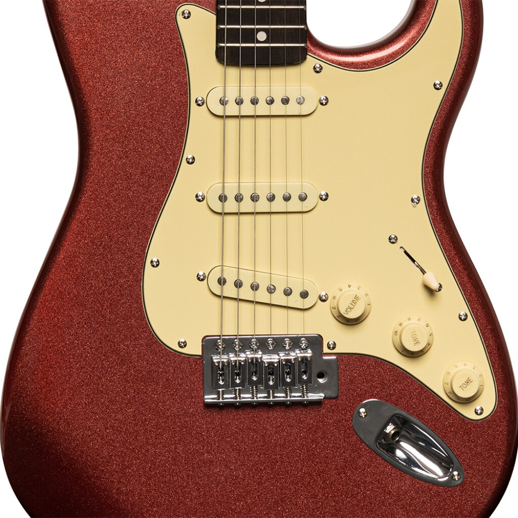 Stagg SES-30 CAR - gitara elektryczna SSS, paulownia, 21 progów, czerwona