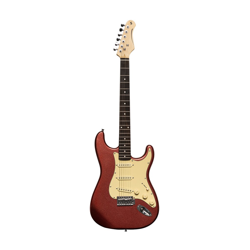 Stagg SES-30 CAR - gitara elektryczna SSS, paulownia, 21 progów, czerwona