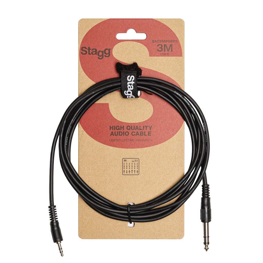 Stagg SAC3MPSBPS - kabel audio, 3 m, czarny