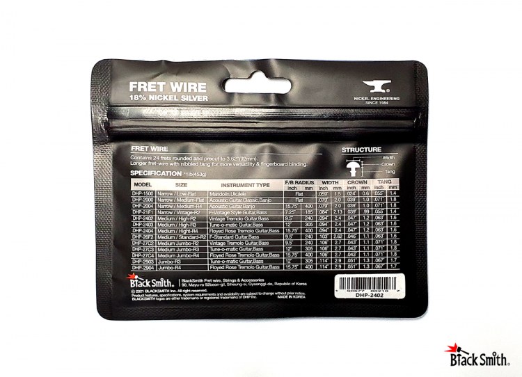 BlackSmith DHP-2402 - progi gitarowe Medium High, 24 szt., radius 9,5 cala