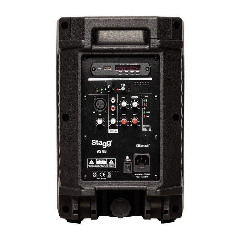 Stagg AS8B - kolumna aktywna 8 cali, Bluetooth TWS, akumulator i mikrofon UHF