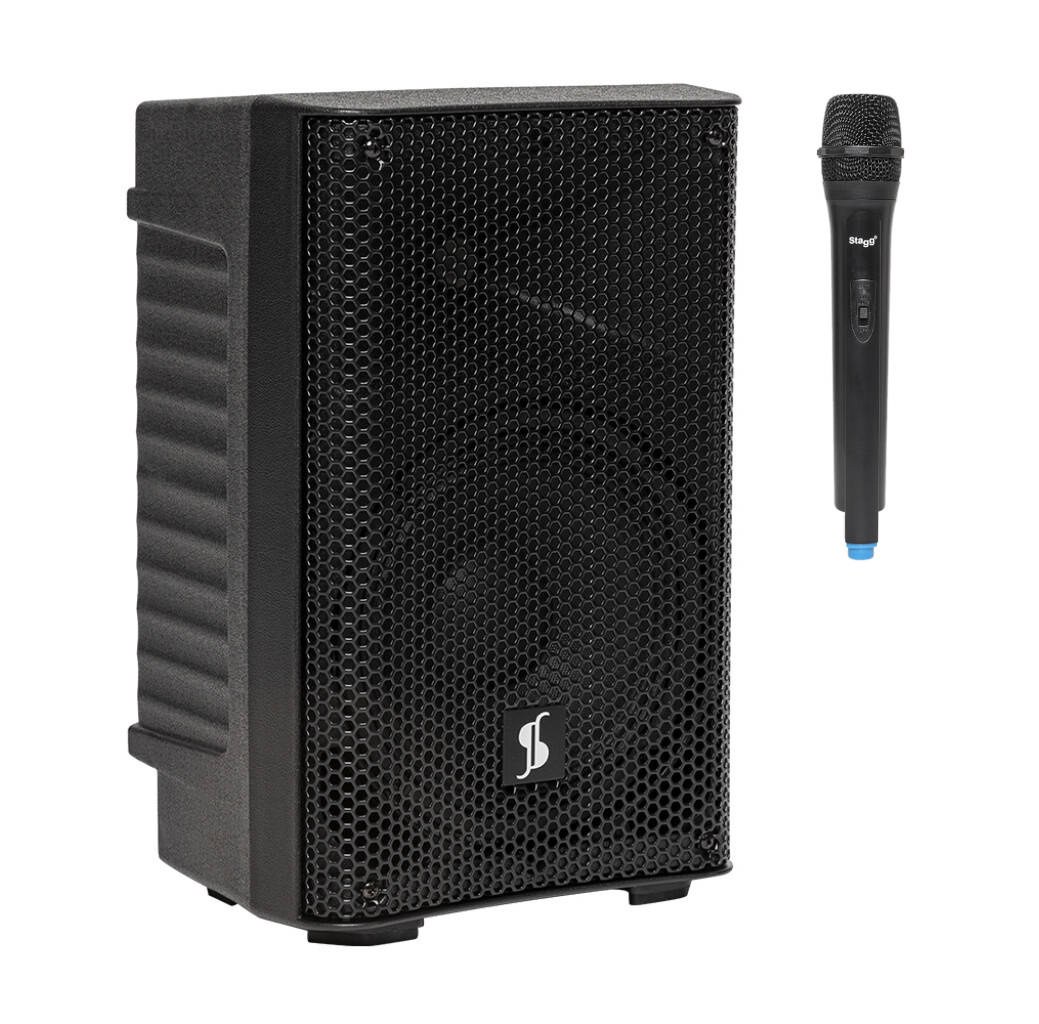 Stagg AS8B - kolumna aktywna 8 cali, Bluetooth TWS, akumulator i mikrofon UHF