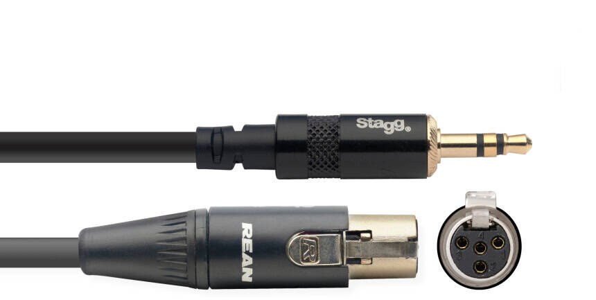 Stagg NAC1.5MPSMX4FR - kabel mini jack 3,5 mm / mini XLR 4-pin do nadajnika Shure, 1,5 m