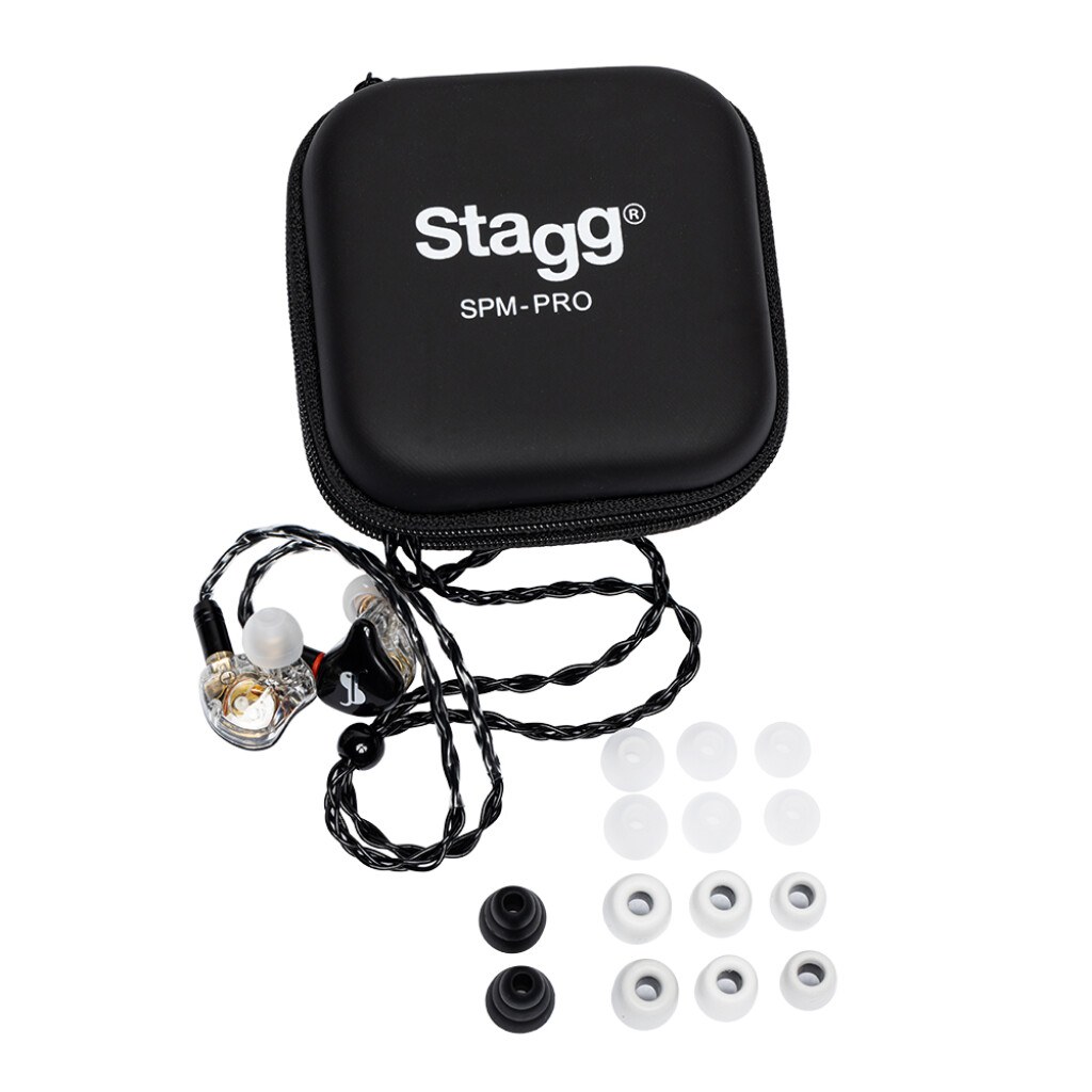 Stagg SPM-PRO BK - hybrydowe słuchawki douszne, 3 przetworniki, czarne