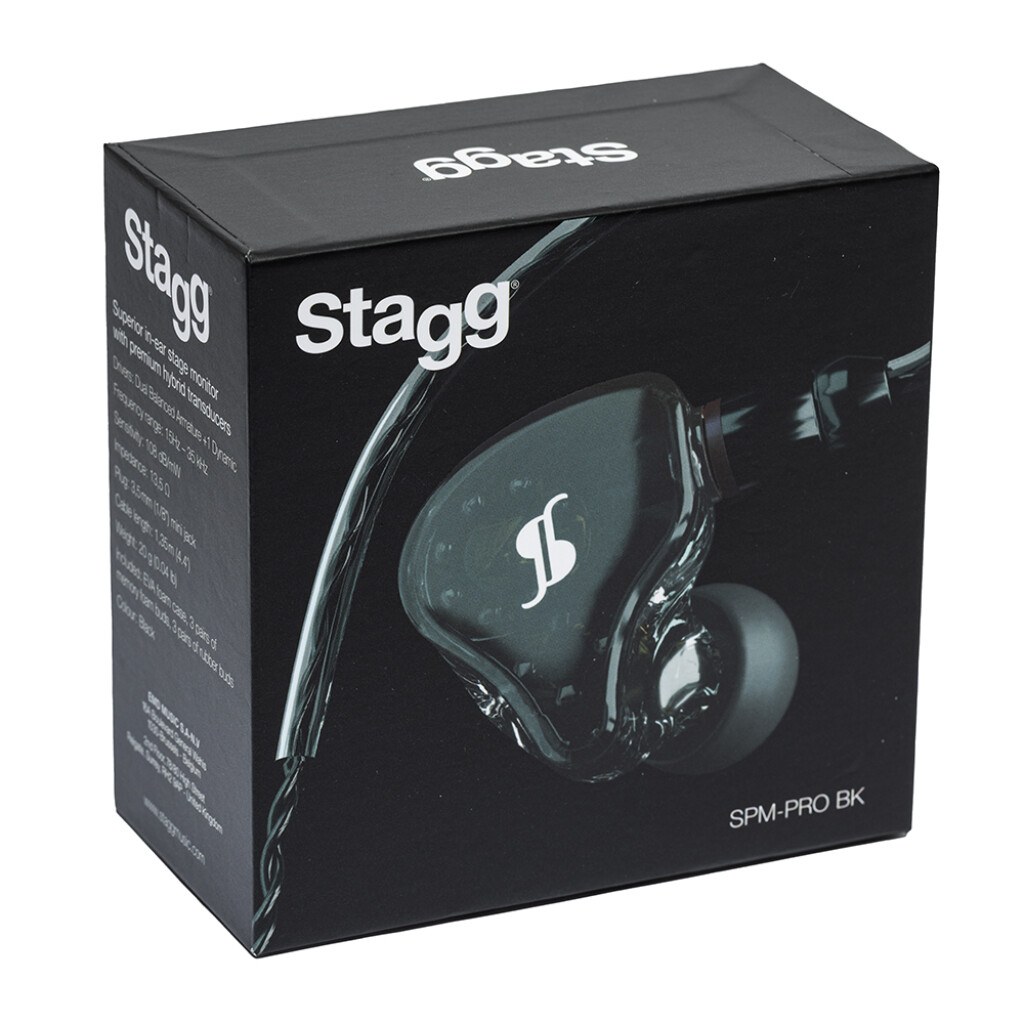 Stagg SPM-PRO BK - hybrydowe słuchawki douszne, 3 przetworniki, czarne