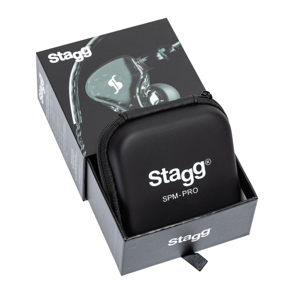 Stagg SPM-PRO BK - hybrydowe słuchawki douszne, 3 przetworniki, czarne