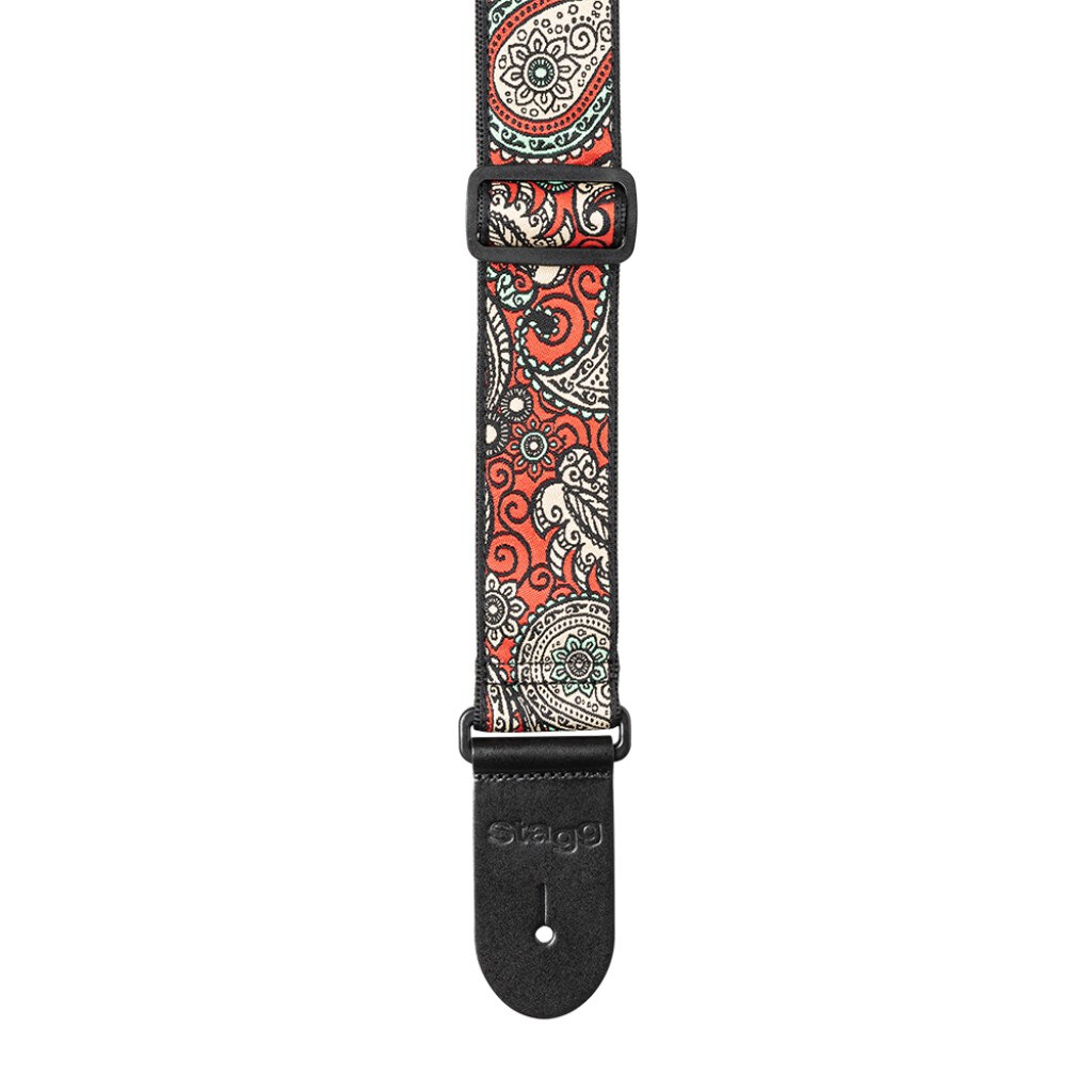 Stagg SWO-PSLY 1 RED - nylonowy pasek gitarowy paisley, czerwony
