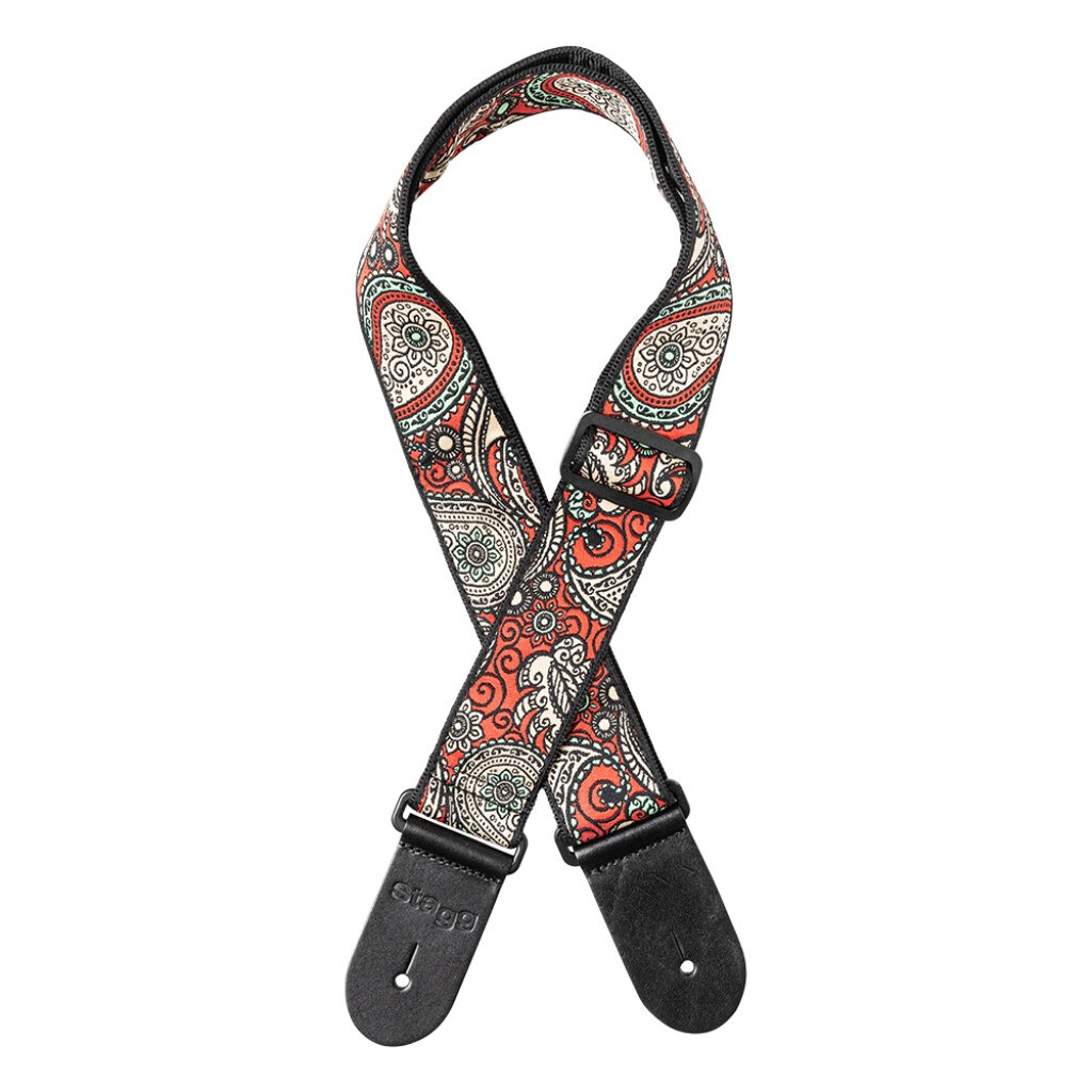 Stagg SWO-PSLY 1 RED - nylonowy pasek gitarowy paisley, czerwony