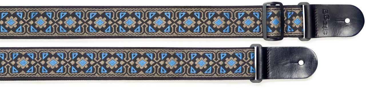 Stagg SWO-FLO BLU - nylonowy pasek gitarowy z kwiatowym wzorem, niebieski