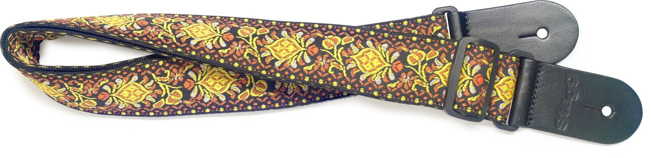Stagg SWO COT JIM YLW - nylonowy pasek gitarowy, żółty wzór Jimi