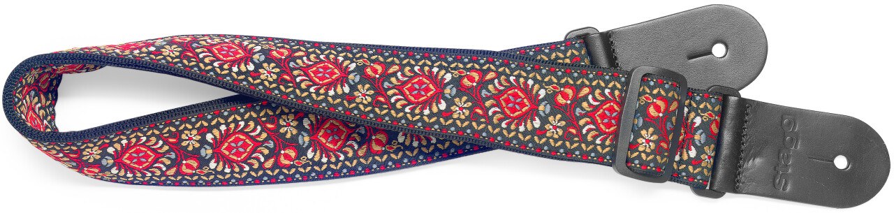 Stagg SWO COT JIM RED - nylonowy pasek gitarowy, czerwony wzór Jimi, 82-141 cm