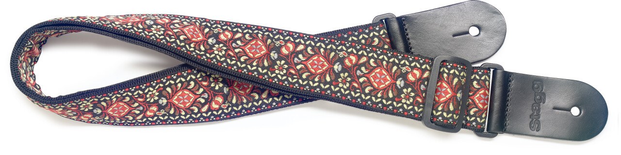 Stagg SWO COT JIM BRW - nylonowy pasek gitarowy, brązowy wzór Jimi, 82-141 cm