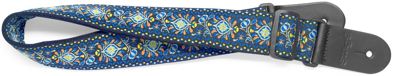 Stagg SWO COT JIM BLU - nylonowy pasek gitarowy, niebieski wzór Jimi, 82-141 cm