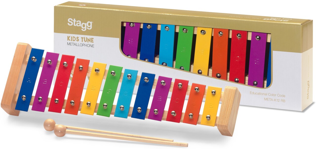 Stagg META-K12 RB - metalofon z 12 kolorowymi płytkami i pałeczkami