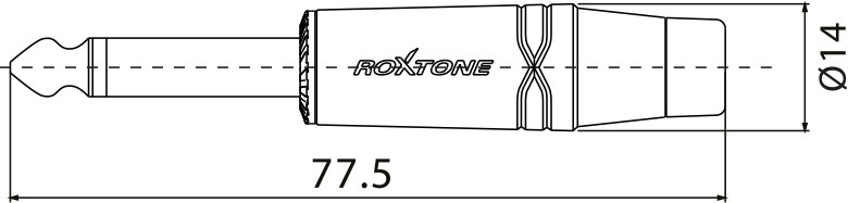 Wtyk typu Jack 6.3mm mono Roxtone RJ2PP-BK-NN