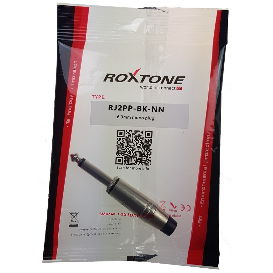 Wtyk typu Jack 6.3mm mono Roxtone RJ2PP-BK-NN