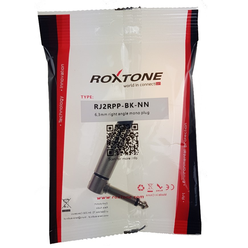 Wtyk typu Jack kątowy mono Roxtone RJ2RPP-BK-NN