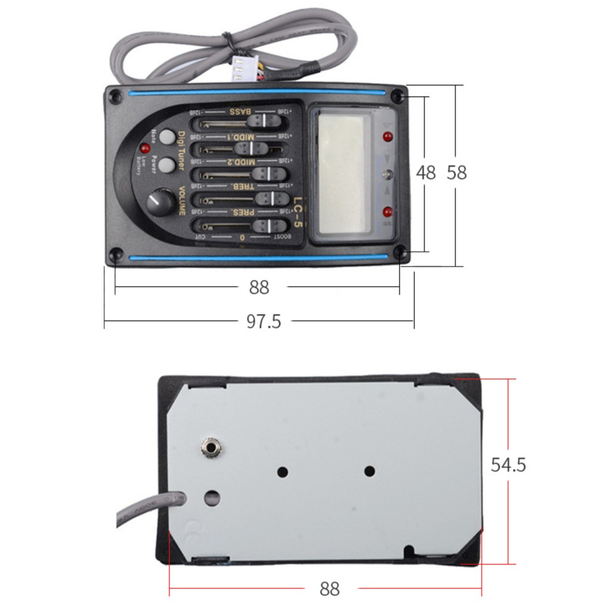 Pickup aktywny do gitary z tunerem zestaw Kera Audio LC-5