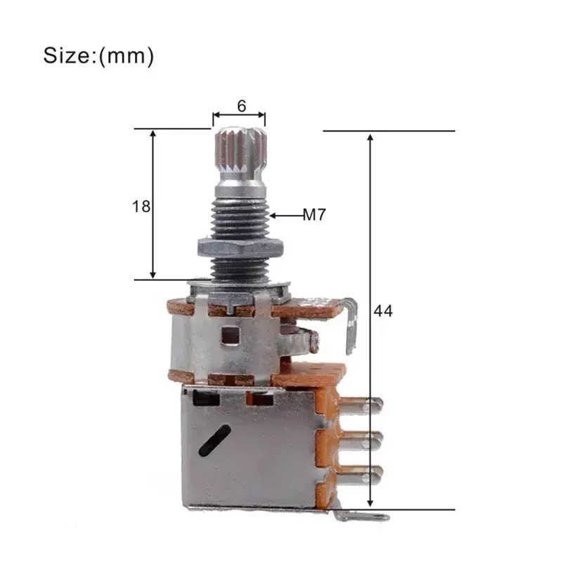 Potencjometr liniowy TONE push pull Kera-Audio B500K/18/PP
