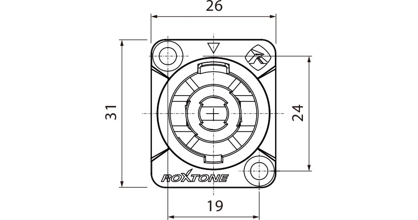 Gniazdo głośnikowe tablicowe panelowe 4-pin IP66 Roxtone RS4MD-WP-T