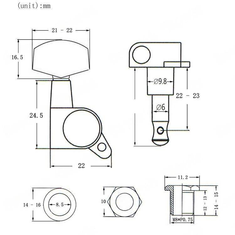 Klucze do gitary elektrycznej akustycznej olejowe Kera Audio DSF-AE black (3+3)