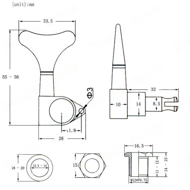 Klucze do gitary basowej olejowe, jednostronne prawe (R) Kera Audio BM-02-4R-S