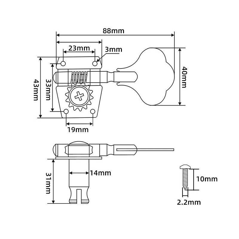 Klucze do gitary basowej otwarte, jednostronne prawe (R) Kera Audio BM-01-4R-S