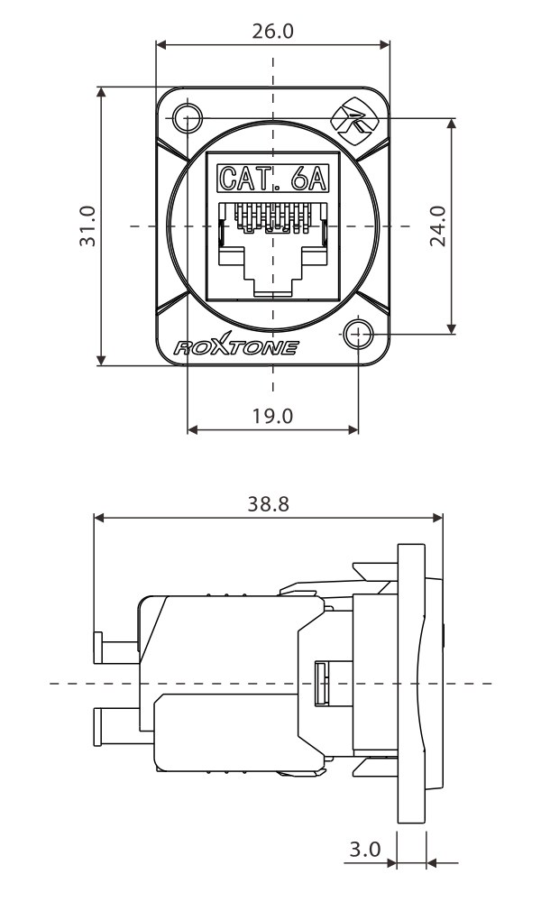 Gniazdo typu RJ45 CAT6 Roxtone RAD-C6A-IDC