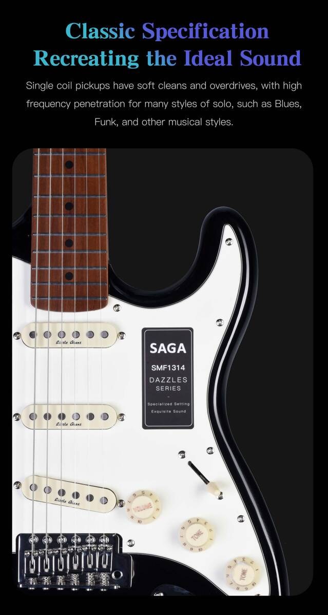 Gitara elektryczna SAGA SMF1314 BL (SSS)