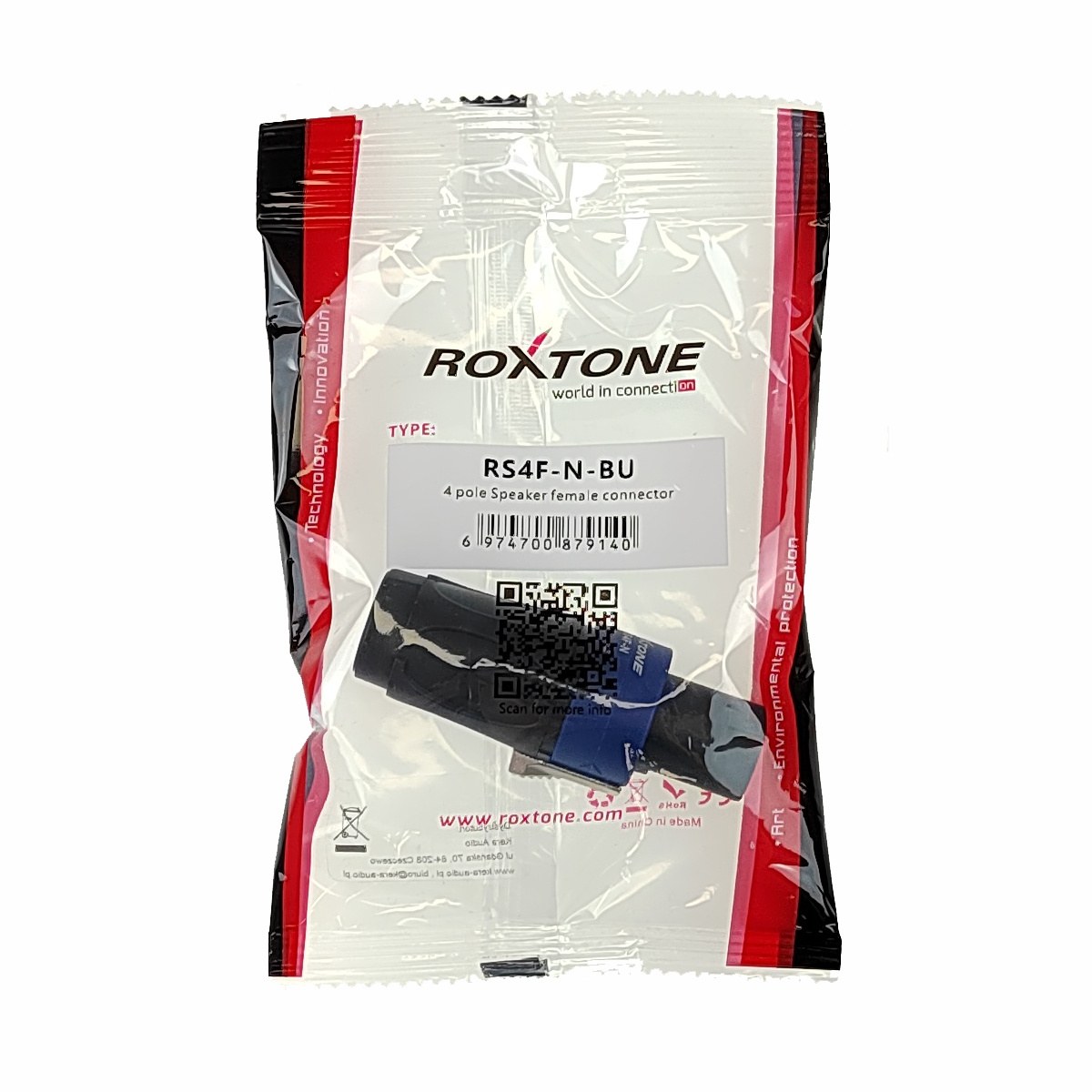 Wtyk głośnikowy niebieski 4-pin Roxtone RS4F-N-BU