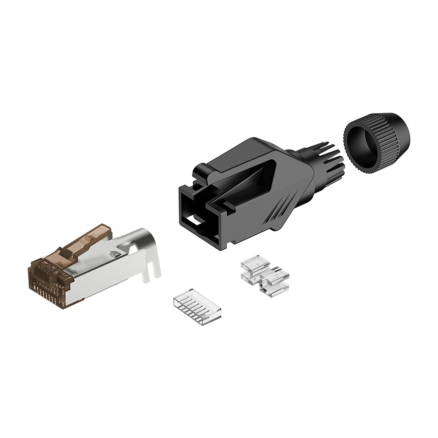 Wtyk typu RJ45 z osłoną Roxtone RJ45C5E-PH-GY