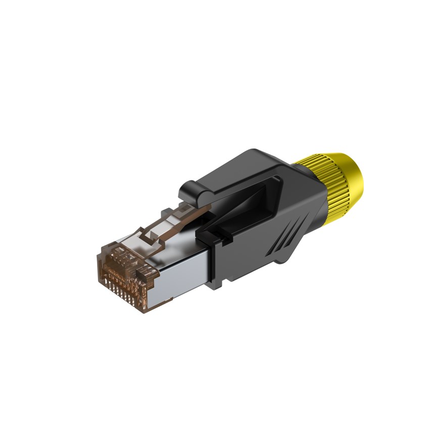 Wtyk typu RJ45 z osłoną Roxtone RJ45C5E-PH-YL
